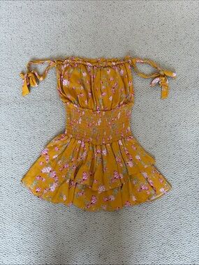 Blue Life Mustard Yellow Floral Ruffle dress